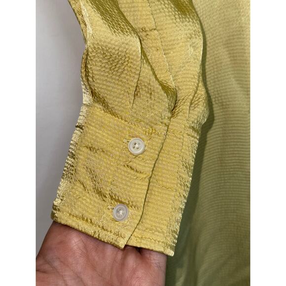 EVERLANE light butter yellow long sleeve textured hammered satin midi maxi dress - Picture 12 of 15